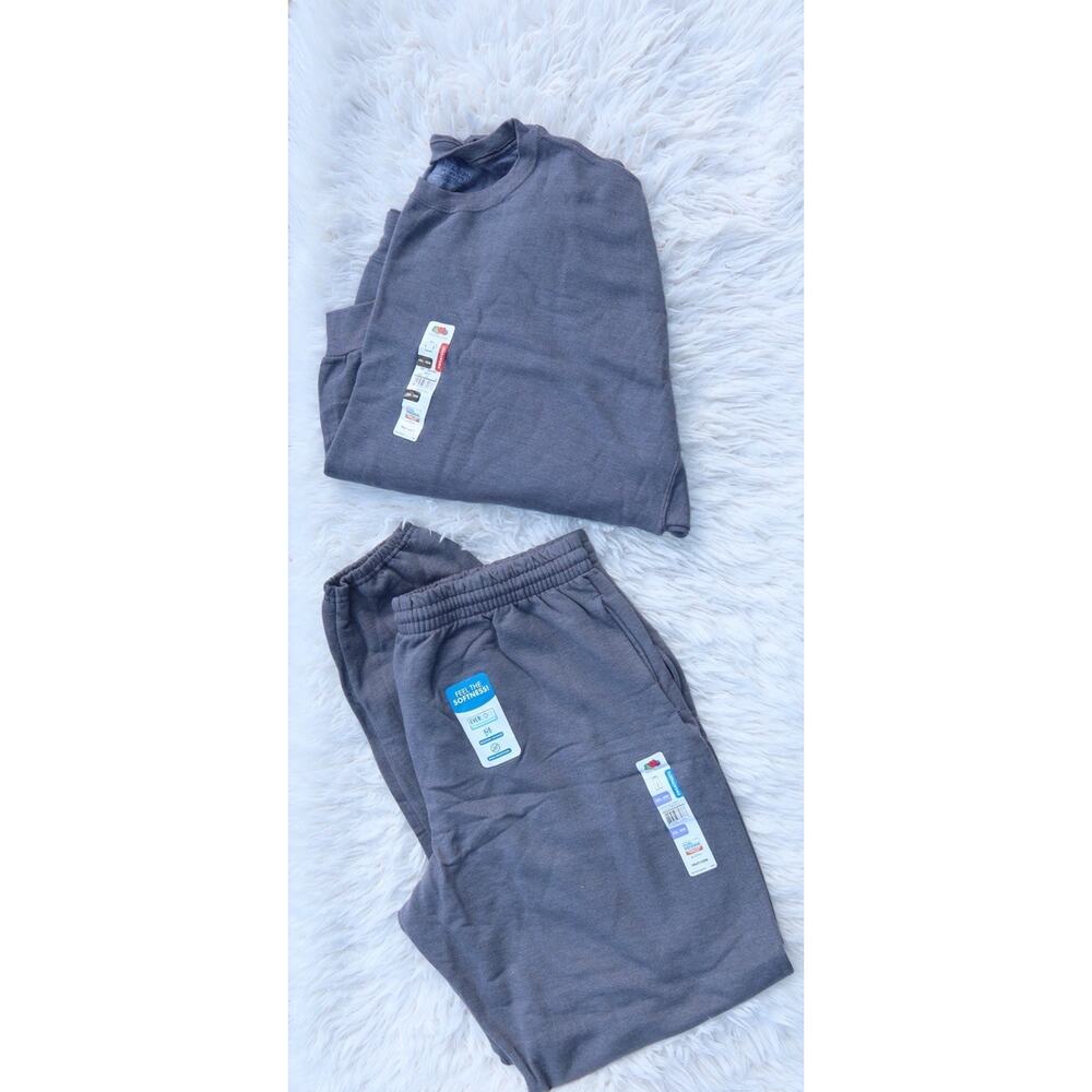 Men’s Gray Lounge Set 3XL Crewneck & 2XL Sweatpants Matching Sweats